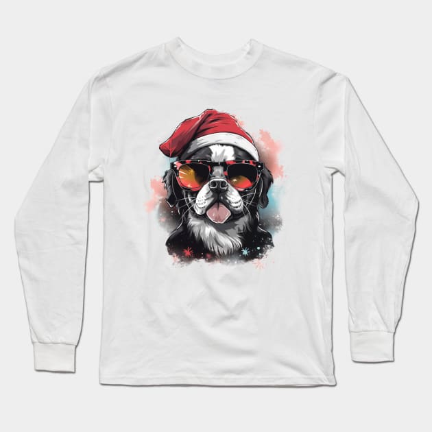 Magical Christmas French Bulldog in the snow: cute four-legged friend with festive hat Long Sleeve T-Shirt by MLArtifex